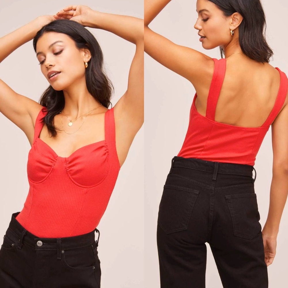 ASTR Bardot Body Suit Red Sleeveless Size M